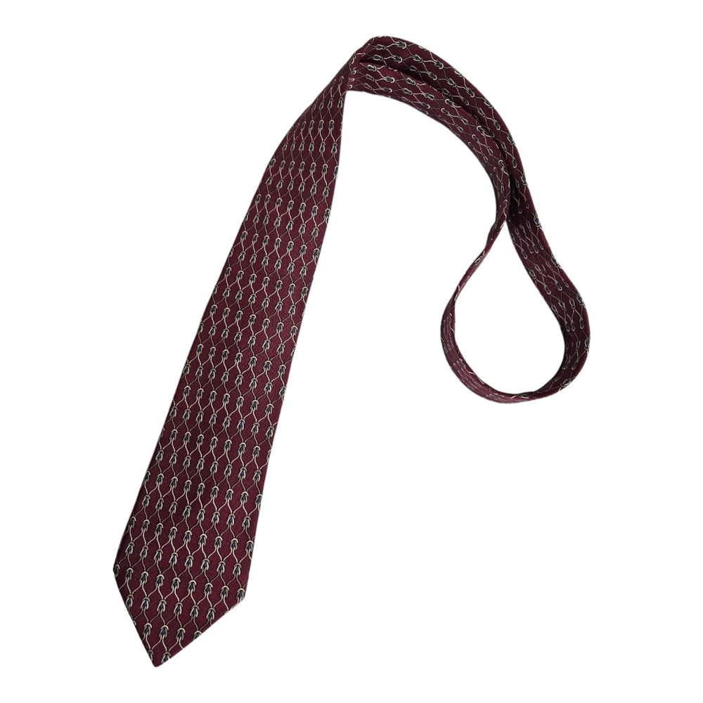 HERMÈS 968 SA Burgundy Rope Knot Silk LUXURY Tie FRANCE